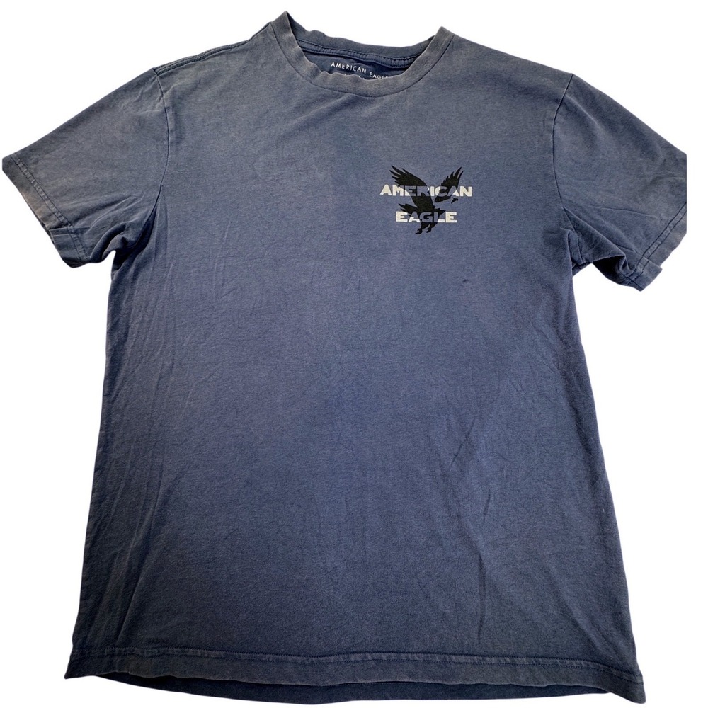 American Eagle Super Soft Graphic Tee Blue XS Standard Fit distressed blue